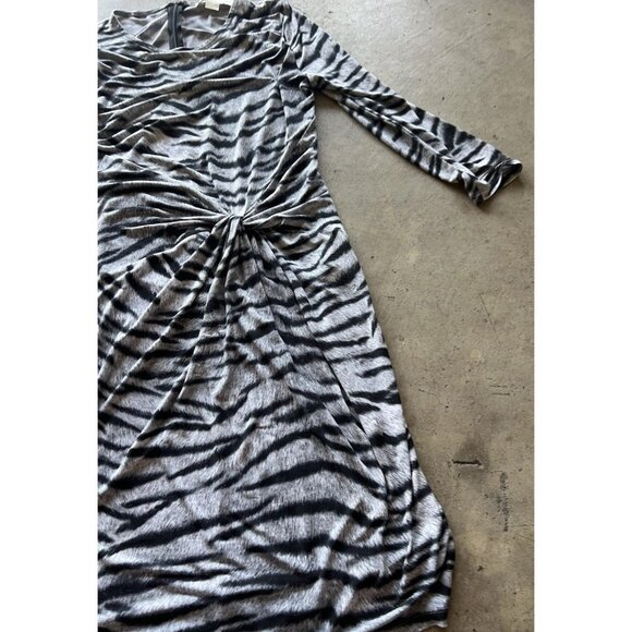 Michael Kors Sz XS Woman Black White Zebra Animal Print Cap Sleeve Dress Stretch - Picture 5 of 16